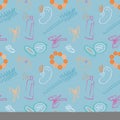 Vector seamless pattern with doodle elements. Beauty things in hand drawn style